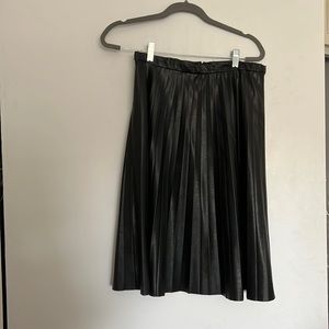 Black faux leather pleated midi skirt (JCrew size 6)